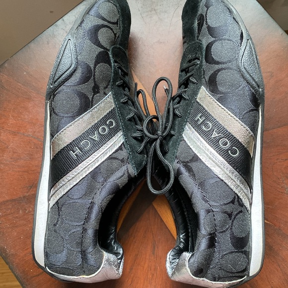 Coach Jayme Black/Silver Signature Logo Suede/Canvas Sneakers (9) #Q582 - Picture 3 of 4